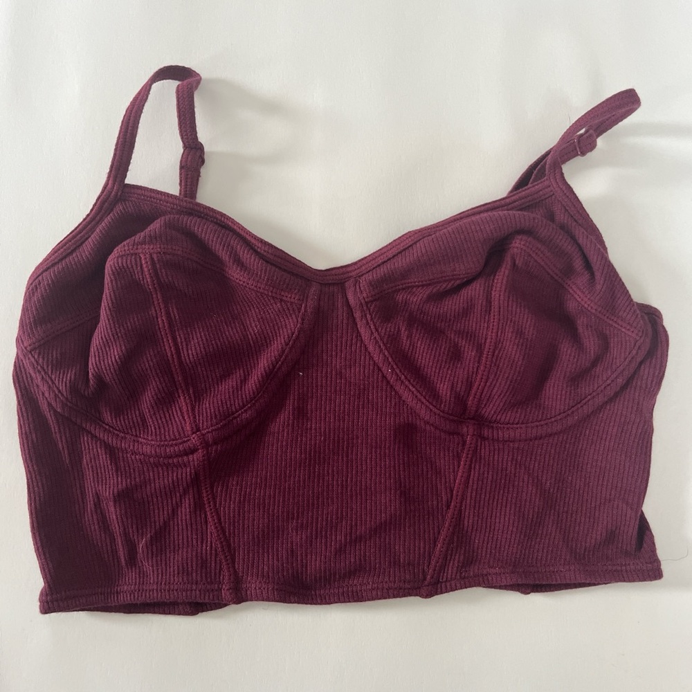 Ribbed Burgundy Crop Top